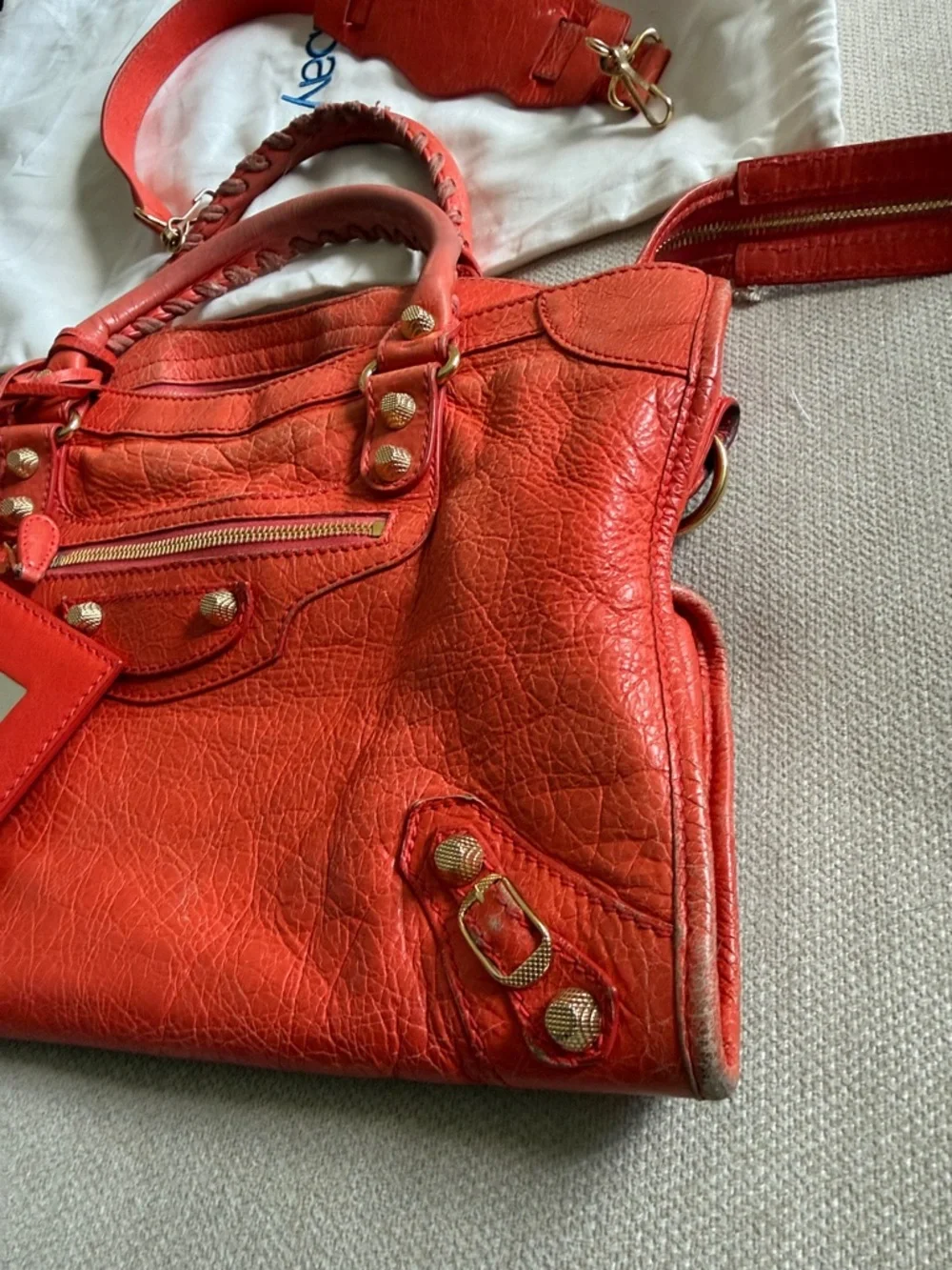 Balenciaga Rose Corail Lambskin Leather Giant 12 Gold Motorcycle City Bag - Picture 8 of 17